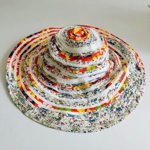 Alessandra Bacci Firenze Multicolor Layered Linen Floppy Summer Hat